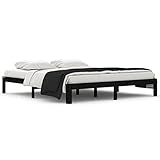 vidaXL Massivholzbett Bettgestell mit Lattenrost Bett Holzbett Bettrahmen Doppelbett Schlafzimmerbett Schlafzimmermöbel Schwarz 180x200cm 6FT Super King