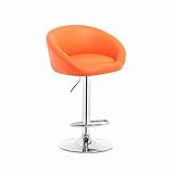 MOBYAT Hocker Orange Drehbare Bar 60–80 cm Hebebarstuhl Moderne minimalistische Theke mit Fußstütze mit Rückenlehne Metallsitz PU-Sitz Haltbarkeit