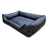 4L Textil Mario Wasserfestes Hundebett Kunstleder Hundekorb aus Kunstleder Hundebett große und mittelgroße Hunde Hundesofa Kunstleder XXL Hundekissen wasserfest (120x90 cm, Schwarz(Hundekorb))