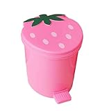Badezimmer Mülleimer Mini-Desktop-Mülleimer mit Deckel niedlichen Erdbeer-Abfallbehältern for den Schreibtisch-Auto-Büro-Küchen-Mülleimer for Kinder-Raumdekor Abfallkorb für Wohnzimmer (Color : Pink