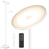 OUTON Stehlampe LED Dimmbar mit Leselampe, 27W/2400LM Deckenfluter mit 7W Leselampe, 4 Farbtemperaturen, Fernbedienung Touch Steuerung, 1H Timer, 178 cm Stehleuchte für Wohnzimmer, Schlafzimmer, Büro