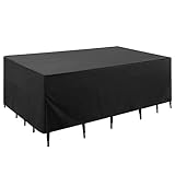 JIAMELUCK Gartenmöbel-Abdeckungen für den Außenbereich, wasserdicht, Rattan-Möbel-Set, 420D Oxford-Stoff, Terrassenmöbel-Abdeckung für rechteckiges Tisch- und Stuhl-Set im Freien, 220 x 120 x 90 cm