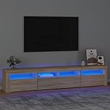 ZEYUAN TV-Schrank mit LED-Leuchten, Tv Board, Tv Lowboard, Tv Tisch, Fernsehschrank, Fernsehtisch, Kommode, Tv Sideboard, Sideboard Wohnzimmer, Sonoma-Eiche