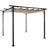 Mendler Pergola HWC-C42, Garten Pavillon, stabiles 6cm-Gestell + Schiebedach - 3x3m Creme