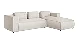 S-Style Möbel Ohagan Fünfsitziges Ecksofa Trendiges Modernes Ecksofa Ohagan Kord Stoff 262cm x 176cm x 64cm Gemütlich Lose Rückenlehnenkissen Schwarze Kunststoffbeine Eckseite Rechts Farbe Beige