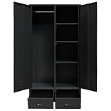 Wakects Metallschrank auf Fuß, Organizer für Kleidung, Schlafzimmer, Schrank mit Schiene und Regalen, Industrie-Stil, 90 x 40 x 180 cm, Schwarz
