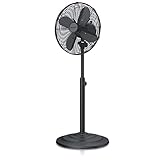 Brandson Standventilator 30 cm - höhenverstellbarer Standfuß bis 100 cm - hohe Luftzufuhr - 3 Geschwindigkeitsstufen - 35 W - schwarz