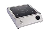 METRO Professional Induktionskochfeld GIC  3600, tragbar mit silbernem Edelstahlgehäuse und schwarzem Kochfeld ⌀ 17,5-26 cm aus Glaskeramik, max. 240 °C, 220-240 V, 3500 W mit 11 Leistungsstufen