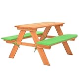 vidaXL Tannenholz Massiv Kinder Picknicktisch Bänke Bank Gartenbank Kindertisch Gartentisch Tisch Kindersitzgruppe Gartenmöbel Kindermöbel 89x79x50 cm