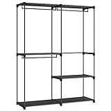 SONGMICS Kleiderschrank offen, Kleiderständer, Kleiderstange, Garderobe, 43 x 138 x 182 cm, 3 Hängefächer, viel Platz, für Schlafzimmer, Wohnzimmer, schwarz RYG025B02