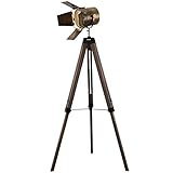 LANMOU Stehlampe Industrial Vintage, Holz Tripod Stehleuchte Retro, Nostalgie Stehlampe Deckenfluter im Cinema Stil Höhenverstellbar Studiolampe für Wohnzimmer Schlafzimmer