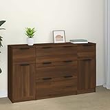 CIADAZ 3-TLG. Sideboard-Set, Schlafzimmer Kommode, Komodenschrank, Küchenschrank, Commode, Flurkommode, Schrank, Schlafzimmerkommode, Braun Eichen-Optik Holzwerkstoff