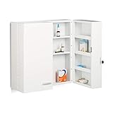 Relaxdays Medikamentenschrank 10021071 XXL Premium Abschließbar 2-Türig, 11 Fächer HxBxT 53 x 53 x 20 cm Medizinschrank, weiß