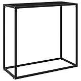 Youuihom Beistelltische, Erfrischungstisch, Wohnzimmertische, Konsolentisch Schwarz 80x35x75 cm Hartglas Geeignet für Wohnzimmer, Schlafzimmer, Gästezimmer, Büro, Wohnung