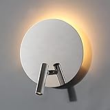 DAWALIGHT Wand Nachttischlampe mit Schalter, 6W LED Wandleuchte Edelstahl + 3W Dreh-und schwenkbarem Spot Leselicht, Wandmontage 3000K Warmweiß für Schlafzimmer Hotels Esszimmer Wohnzimmer Lampe