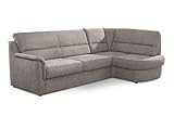 Cavadore Ecksofa Paris mit Federkern / Kleines L-Sofa mit Ottomane / 243 x 87 x 155 / Hellgrau