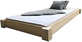 LIEGEWERK Holzbett Bodentiefes Designbett 100x200 Massivholzbett Bett Holz 100cm (100 cm x 200cm)