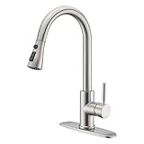 küchenarmatur mit brause edelstahl Ausziehbar: 360°Grad Drehbar - mit 60CM Heißer und Kalter Schlauch - Hochdruck Einhand Spültischbatterie Mischbatterie (Silber)