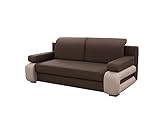 mb-moebel Modernes Sofa Schlafsofa Kippsofa mit Schlaffunktion Klappsofa Bettfunktion mit Bettkasten Couchgarnitur Couch Sofagarnitur 3er LEVIN02 (Braun + Beige)