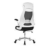 IntimaTe WM Heart Bürostuhl, Schreibtischstuhl Ergonomisch, Chefsessel mit Netzrücken, Integrierte Kopfstütze, Klappbare Armlehnen, Computerstuhl, 64 x 64 x 127.5cm (Weiß)