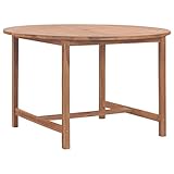 JUNZAI Garten-Esstisch, Tisch Balkon, Gartentisch, Balkontisch, Küchentisch, Terrassentisch, Garden Table, Ø110x75 cm Massivholz Teak