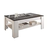 trendteam smart living Wohnzimmer Couchtisch Wohnzimmertisch Universal, 110 x 47 x 65 cm in Pinie Weiß Struktur Nachbildung Absetzung Touchwood mit zusätzlicher Ablagefläche