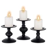 Sziqiqi Vintage Kerzenständer 3er Set Schwarz Metall für Stumpenkerze Retro Matt Kerzenhalter Halter Kerzen Ständer Kerzenleuchter Herzstück Weihnachten Tabelle Ornamente für Kaffee Mantel Kamin Dekor