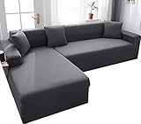 ZZDXW Couchbezug L U Form Grau Beige Braun Sofahusse Stretch Sofabezug L-Förmige Sofabezüge Eckcouch Rechts Links L-vormig Bank Sofa Hussen 1 2 3 4 Sitzer 3er 2er Couch Bezug Überzug Ecksofa Cover