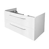 FACKELMANN Milano Waschbeckenunterschrank mit Schubladen – Unterschrank für Waschtisch im Bad (100 cm x 49,5 cm x 48 cm) – Badschrank hängend in Weiß