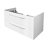 FACKELMANN Milano Waschbeckenunterschrank mit Schubladen – Unterschrank für Waschtisch im Bad (100 cm x 49,5 cm x 48 cm) – Badschrank hängend in Weiß