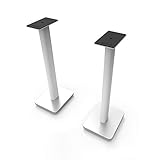 Kanto SP26PLW 26' Speaker Floor Stands | Designed for Medium to Large Bookshelf Speakers | Heavy Steel & Foam Padding | 30° Rotating Top Plate | Hidden Cable Design | White | Pair