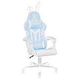 JOYFLY Kawaii Gaming Stuhl für Mädchen, Gamer Stuhl Gaming Sessel mit Lendenwirbelstütze Racing Stil PC-Stuhl Bürostuhl mit Hochlehner, Kopfstütze Lordosenstütze (Hellblau