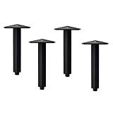 RSBRYSYBJ 4 Stück verstellbare Möbelbeine,Aluminiumlegierung Möbelfüße,Fernsehschrankbeine,Ersatzfüsse,Metall Sofabeine,Höhenverstellbar 0-5mm,mit Schrauben,Schwarz,15cm/5.9in