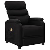Homgoday Massagesessel Relaxsessel Massagesessel Fernsehsessel mit Liegefunktion Liegesessel Ruhesessel 6-Punkt-Vibrationsmassage Verstellbare Rückenlehne und Fußstütze Schwarz Stoff