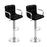 Barhocker Moderne Leder-Barhocker verstellbarer Swivel-Hocker Bar-Stühle mit Rücken- und Fußstütze for Home Office-Küche Essstühle, 2pcs / set Tresenstuhl Hohe Barhocker für Bartheke ( Color : Schwarz