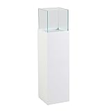 Greemotion Alu Windlichtsäule weiß Hochglanz-Blumensäule aus Glas-Pflanzsäule innen & außen-Dekosäule für den Garten-Windlicht Säule 20x20x80 cm, Metall, L