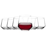 Amisglass Weingläser ohne Stiel 6er Set, Weißwein Gläser 390ML, Weinbecher ohne Stiel für Rotwein und Weißwein, Hochwertige Qualität, Stielloses Weinglas Weinliebhaber