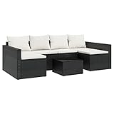 Tidyard 2-TLG. Garten-Lounge-Set mit Kissen Loungemöbel Gartenlounge Balkonlounge Lounge Gartenmöbel Garten Möbel Garnitur Terrassenmöbel Gartensofa Couchtisch PE-Rattan Stahl Schwarz