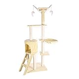 Kratzbäume Große Multi-Level Cat Tower Cat Tree Deluxe Cat Nest mit Katze Korb Liege Leiter Kratzer Pfosten Perche Katzenkletterrahmen Kratzbaum Katzenkratzbaum (Color : Apricot)