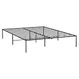 Tidyard Bettgestell Gästebett Jugendbett Bettrahmen Lattenrost Designerbett Schlafzimmerbett Seniorenbett Schlafzimmermöbel Futonbett Metallbett 140 x 190 cm (B x L) Stahl Schwarz