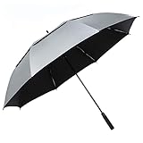 OUSHOP 34 übergroße Regenschirm Titan Silber Kleber Anti-Ultraviolett Sonnenschirm extra groß doppellagiger Golf Regenschirm, Schwarz , Diameter 130cm