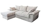 KAWOLA Ecksofa mit Schlaffunktion und Bettkasten Schlafsofa 140 cm breit ASOKA I Liegefläche (L x B): 195 cm x 140 cm I Eckcouch mit Schlaffunktion I 3 Sitzer Sofa mit Bettfunktion I Ecksofa Cord