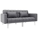 Hommdiy Schlafsofa Klappbett Bettsofa Klappsofa Gästebett Metallbeine Modernes Design Hellgrau Stoff