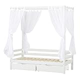 Hoppekids Himmelbett Kinder 70x160 mit Betthimmel und Bettschubladen | ECO Dream Bett Himmelbett Mädchen | Weiß