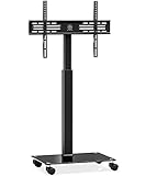 FITUEYES TV Ständer Rollbar TV Rollwagen Standfuß Fernsehstand höhenverstellbar schwenkbar für 32 bis 60 Zoll Flach & Curved Fernseher bis zu 30kg Max.VESA 600 * 400