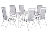 Beliani Modernes Gartenmöbel Set in Grau Tisch und 6 Stühle Aluminium Polyester Prato