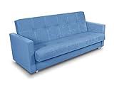 Schlafsofa Bettsofa Dave - Sofa mit Schlaffunktion und Bettkasten, Bett, Farbauswahl, Schlafcouch, Couch vom Hersteller, Couchgarnitur (Blau (Suedine 29))