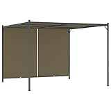 vidaXL Garten Pergola mit Ausziehbarem Dach Schiebedach Pavillon Sonnenschutz Gartenzelt Terrassendach Gartenpavillon 3x3m Taupe 180g/m²