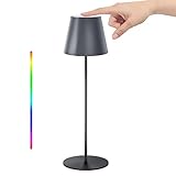 GGNOO Tischlampe Kabellos aus Metall Dimmbar Led Tischleuchte Kabellos 8 Farben Led Tischlampe Ip54 Wasserdicht Indoor & Outdoor Wiederaufladbar Für Schlafzimmer,Bar, Tisch,Deko,Camping (grau)
