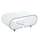 Extravaganter Glas Couchtisch FANTOME 90cm Transparent Glastisch Tisch Wohnzimmer